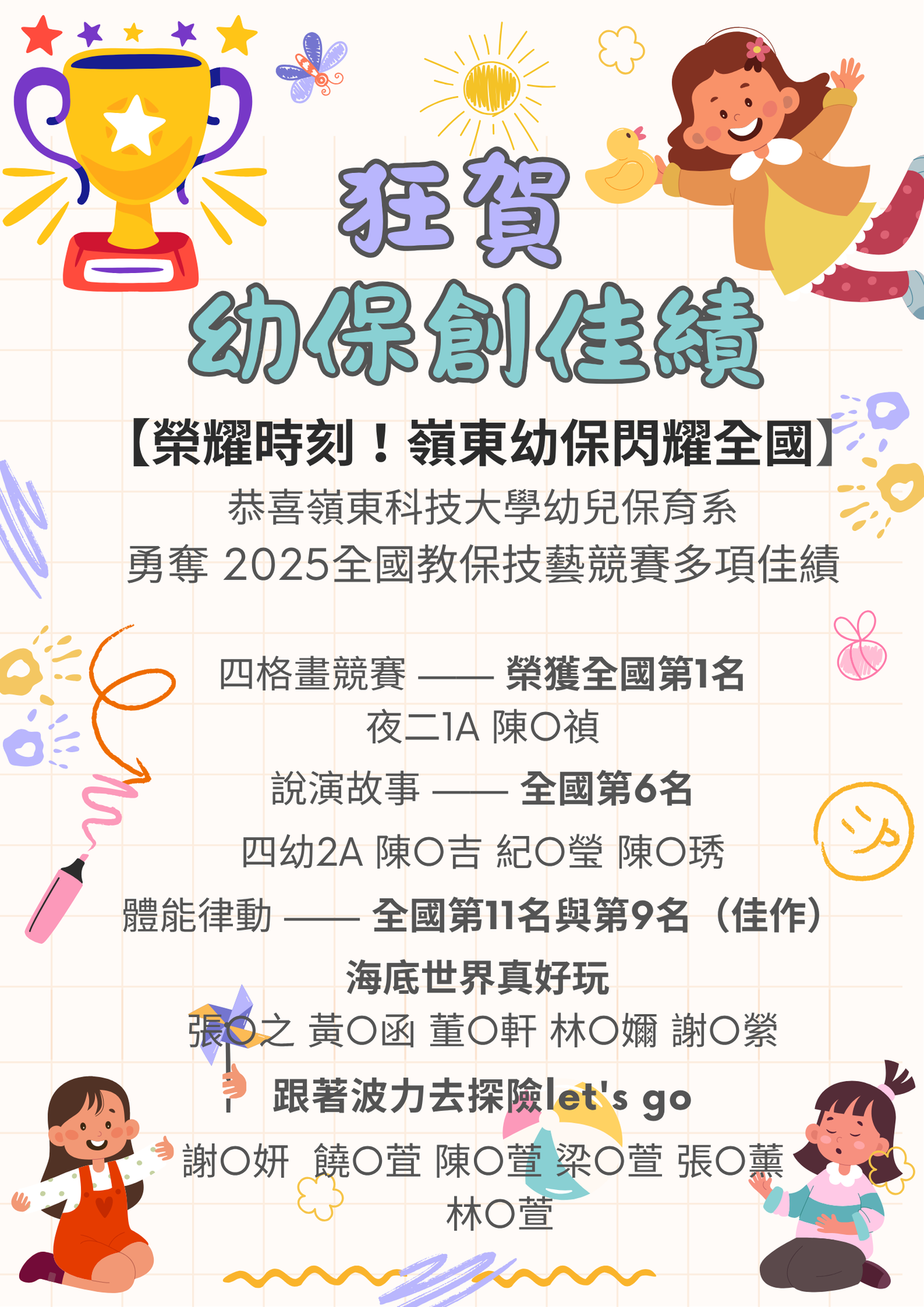 2025全國教保技藝競賽多項佳績圖片